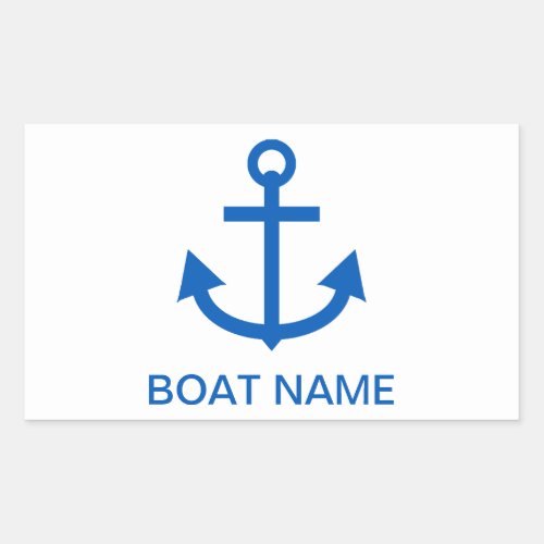 Anchor Blue Personalized Your Boat Name Rectangular Sticker