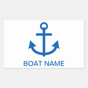 Anchor Blue Personalized Your Boat Name Rectangular Sticker