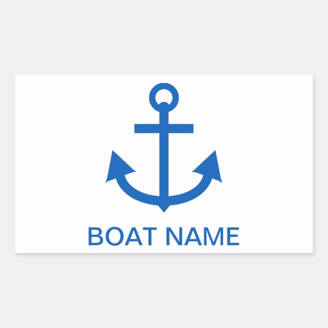 Anchor Blue Personalized Your Boat Name Rectangular Sticker (Front)