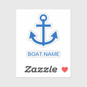 Anchor Blue Personalized Your Boat Name Sticker