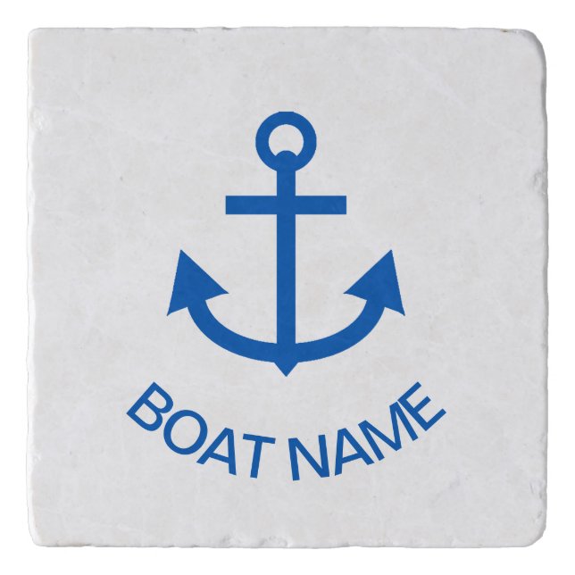 Anchor Blue Personalized Your Boat Name Trivet (Front)