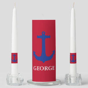 Anchor blue + your background & name unity candle set