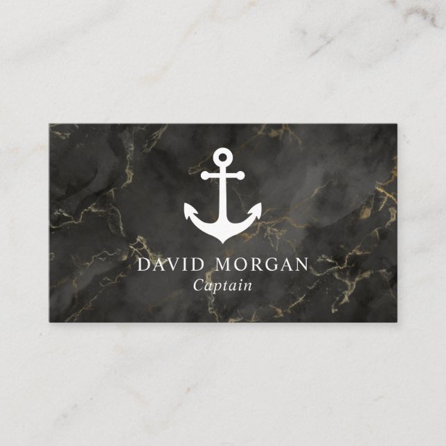 Anchor Boat Captain Marble Business Card (Front)
