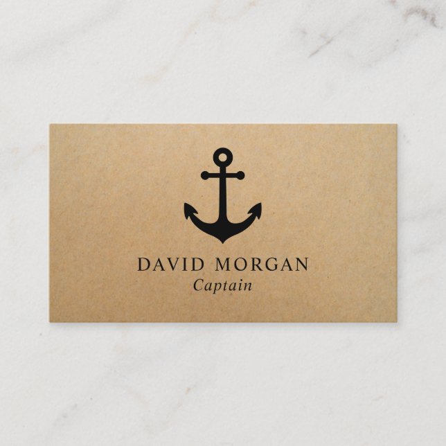 Anchor Boat Captain Rustic Kraft  Business Card (Front)