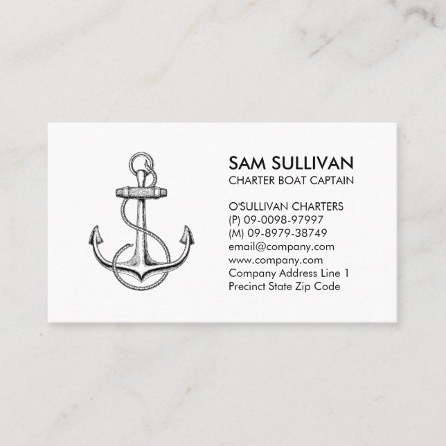 Anchor Boat Charter Fishing Business Card (Front)