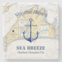 Anchor Boat Name Welcome Aboard Martha's Vineyard Stone Coaster