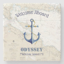 Anchor Boat Name Welcome Aboard Upper Michigan Stone Coaster