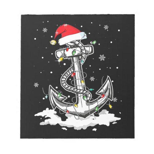Anchor Boating Sailing Christmas Santa Hat Lights Notepad