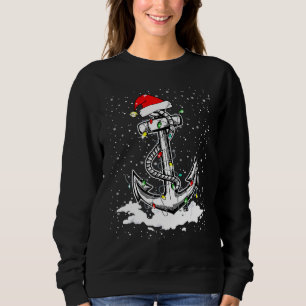 Anchor Boating Sailing Christmas Tree Lights Santa Sweatshirt