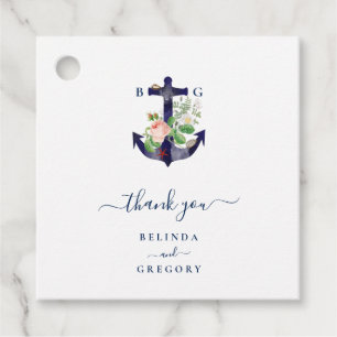 Anchor Botanical Floral Nautical Summer Wedding Favor Tags