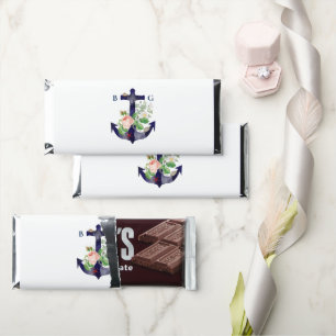 Anchor Botanical Floral Nautical Summer Wedding Hershey Bar Favors