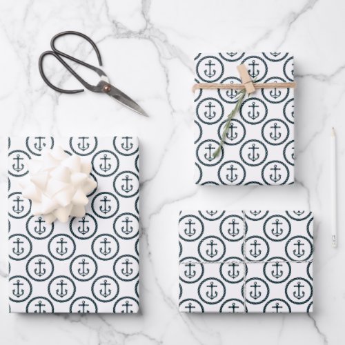 Anchor Buttons Pattern Wrapping Paper Sheets
