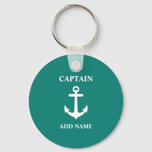 Anchor Captain Add Name or Boat Name a0a Keychain (Front)