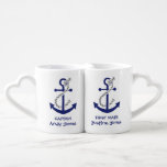 Anchor Captain and First Mate Coffee Mug Set<br><div class="desc">Captain and First Mate - funny couple mugs - Perfect for all who owns a boat! This "Captain and First Mate" coffee mug,  shows a blue nautical ships anchor with rope. Great gift for sailboat,  yacht or ship owners. Perfect wedding honeymoon cruise gift!</div>