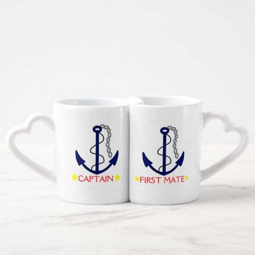 Anchor Captain and First Mate Coffee Mug Set