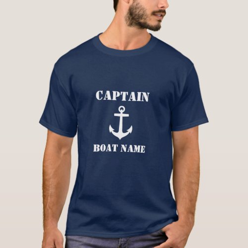 Anchor Captain Boat Name or Add Name Blue T_Shirt