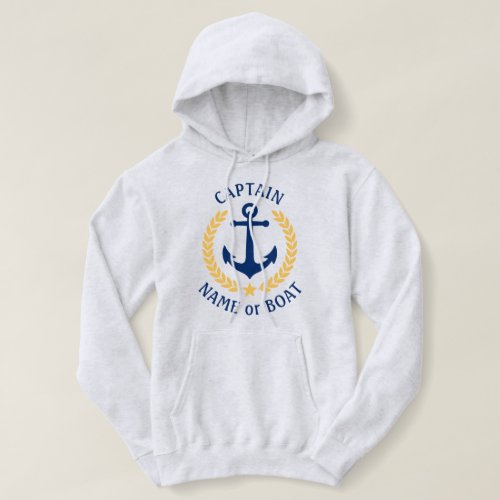 Anchor Captain or Boat Name Gold Laurel Pull Over
