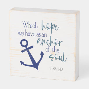 Anchor Christian Blue Wood Sign