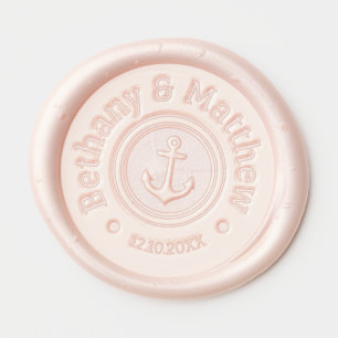 Anchor circles couples names and wedding date wax seal sticker