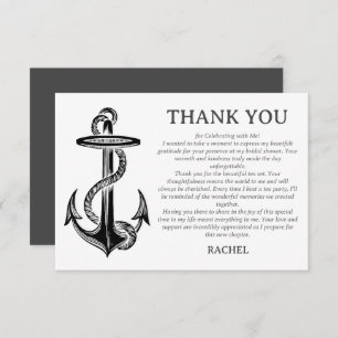 Anchor Classy Nautical Beach Theme Bridal Shower Thank You Card