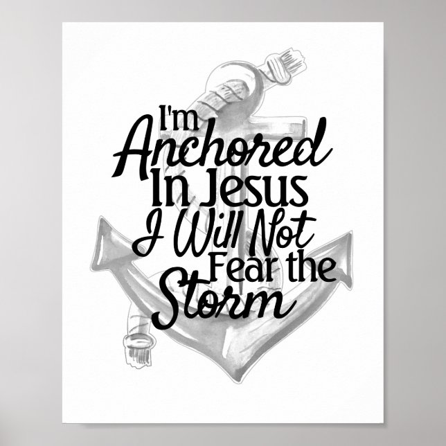 Anchor Coastal Black and White Christian Poster (Front)
