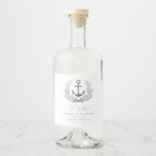 Anchor coastal personalized wedding liquor bottle label