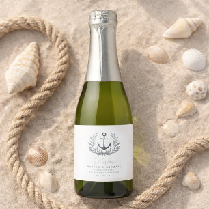 Anchor coastal personalized wedding sparkling wine label