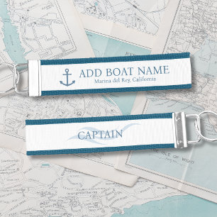 Anchor Crew Custom Marina & Boat Name Captain Wrist Keychain