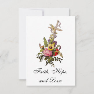 Anchor Cross with Flowers Holy Card