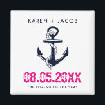 Anchor Cruise Ship Wedding Favor Magnets<br><div class="desc">Customizable wedding on a cruise ship nautical anchor wedding favor magnets. Customize with your names, wedding date and ship name. A great gift to send you wedding guests home with to remind them of your wedding cruise. To further customize, change font style, size or ink color - use the customize...</div>