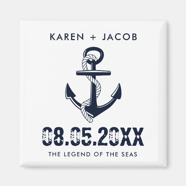 Anchor Cruise Ship Wedding Favor Magnets (Front)