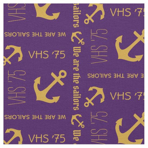 Anchor custom gold and purple nautical text fabric