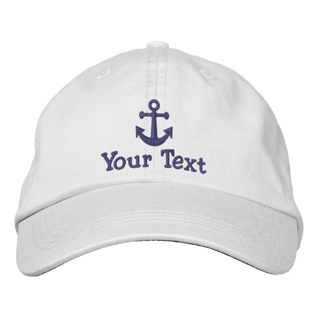 Anchor Custom Name Embroidered Baseball Cap (Front)