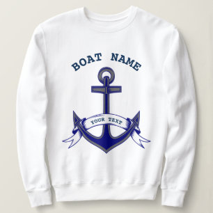 Anchor Custom Nautical Blue White Ladies Sweatshirt