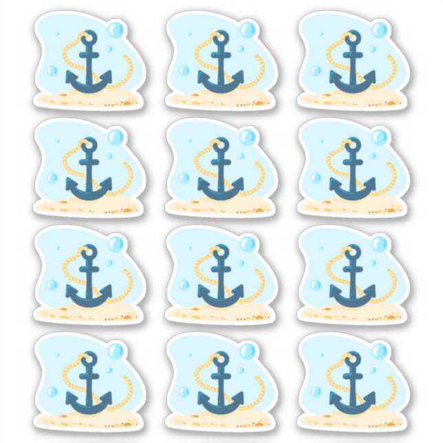 Anchor. Cute underwater world. Ocean life Sticker (Front)