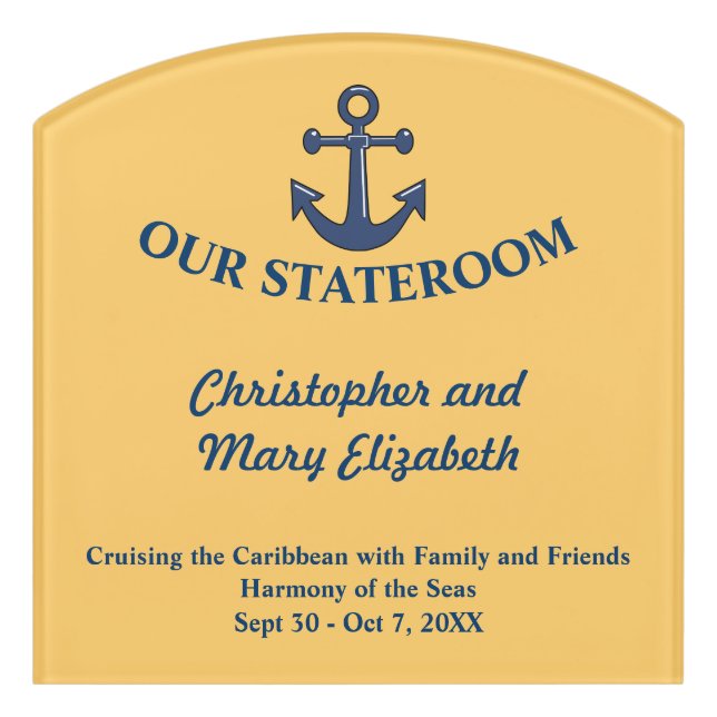 Anchor Deluxe Custom Stateroom Door Marker Door Sign (Contour Front)