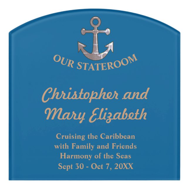 Anchor Deluxe Custom Stateroom Door Marker Door Sign (Contour Front)