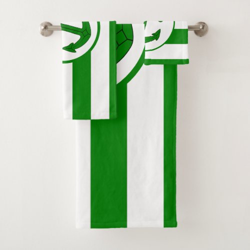 Anchor Design Green Striped Bath Towel Set