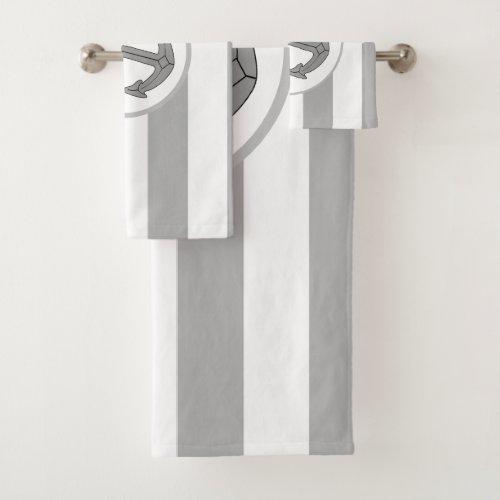 Anchor Design Grey Striped Bath Towel Set