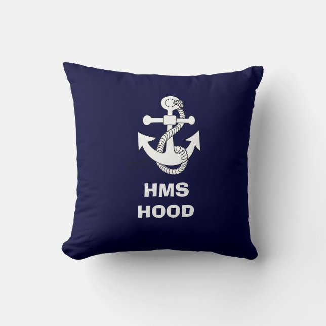 Anchor design, HMS HOOD Throw Pillow (Front)