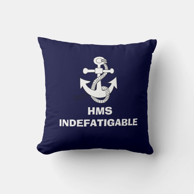 Anchor design, HMS INDEFATIGABLE Throw Pillow (Front)