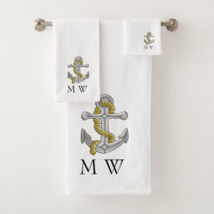 Anchor Design Monogrammed Bath Towel Set