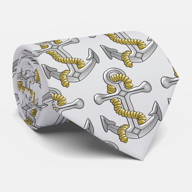 Anchor Design Neck Tie (Rolled)