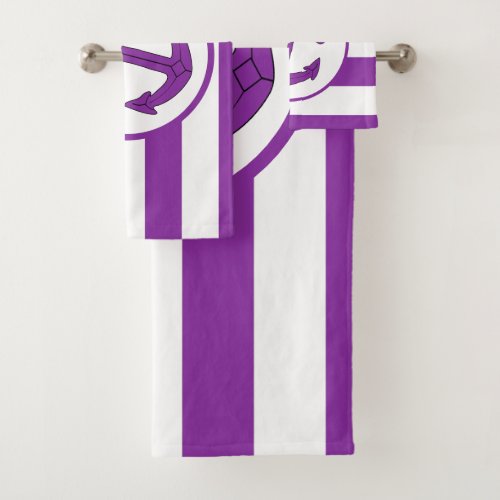 Anchor Design Purple Striped Bath Towel Set