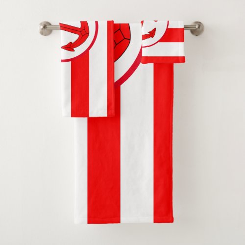 Anchor Design Red Striped Bath Towel Set