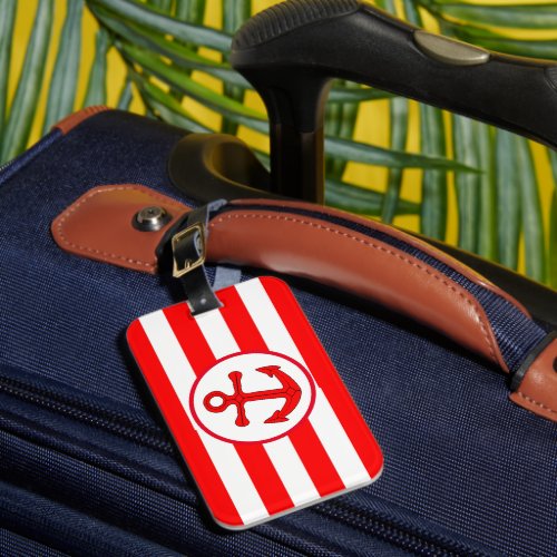 Anchor Design Red Striped Luggage Tag