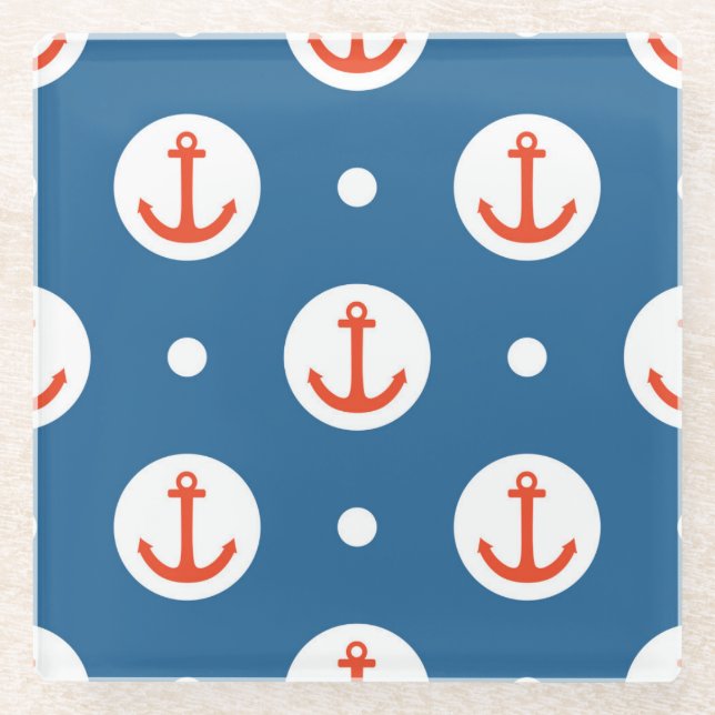 Anchor Dots Glass Coaster (Front)