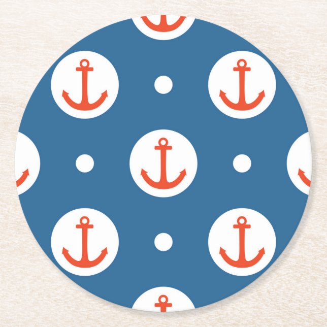 Anchor Dots Round Paper Coaster (Front)