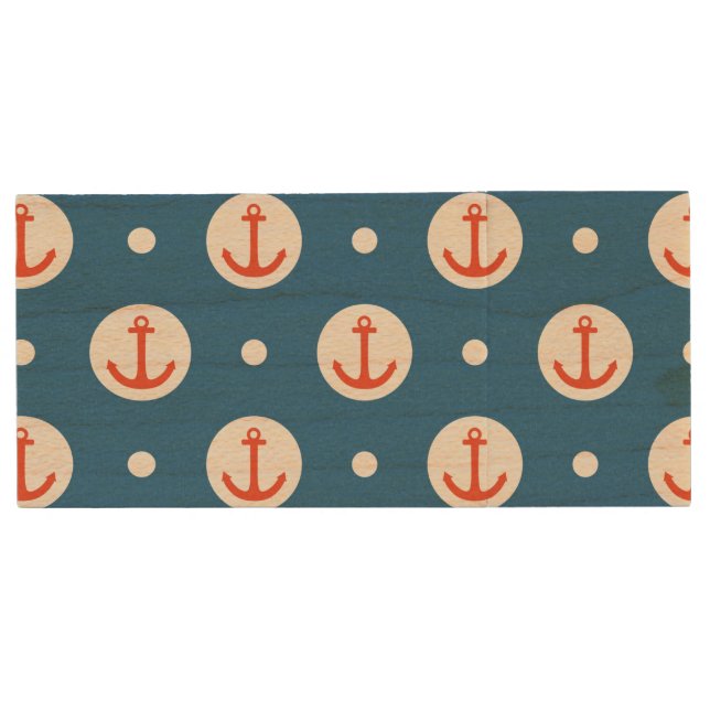 Anchor Dots Wood Flash Drive (Front)