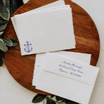 Anchor Elegant Navy Blue Nautical Wedding  Envelope<br><div class="desc">Set sail on the journey of love with our Nautical Wedding Envelope, a perfect blend of elegance and maritime charm. This envelope features a navy blue boat anchor design set against a crisp white background, embodying the serene beauty of the ocean. Personalize it with your return address, elegantly printed in...</div>